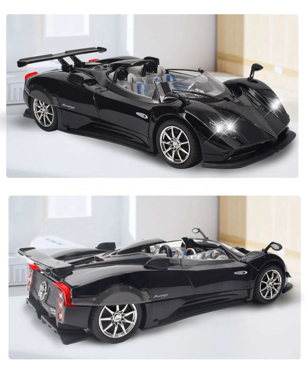 1:24 Pagani Zonda HP Barchetta Alloy Sports Car Model – Diecast Metal Racing Vehicle with Sound and Light Features – Toy Gift for Kids