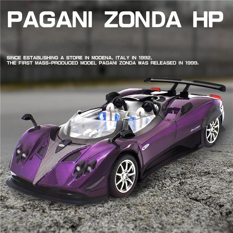 1:24 Pagani Zonda HP Barchetta Alloy Sports Car Model – Diecast Metal Racing Vehicle with Sound and Light Features – Toy Gift for Kids