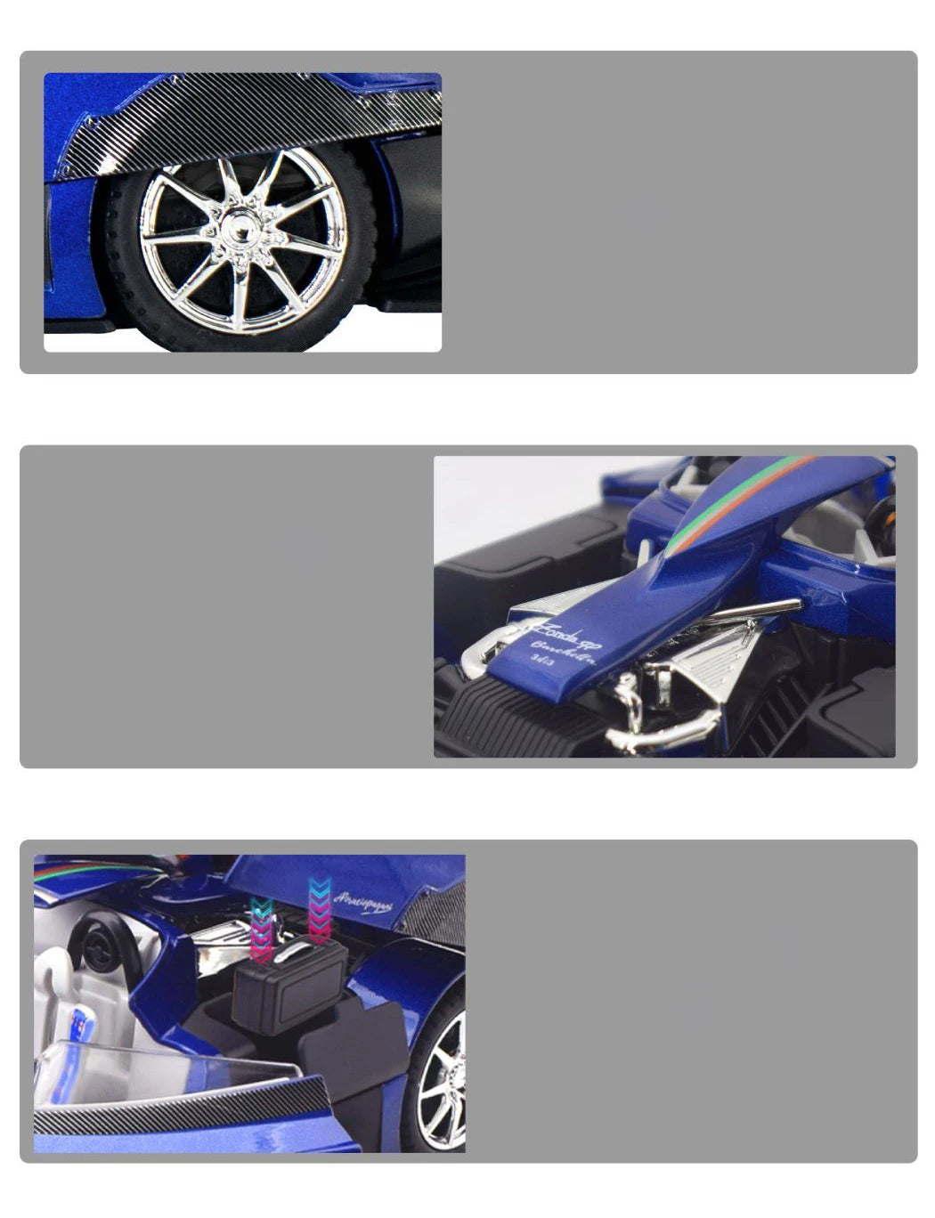 1:24 Pagani Zonda HP Barchetta Alloy Sports Car Model – Diecast Metal Racing Vehicle with Sound and Light Features – Toy Gift for Kids