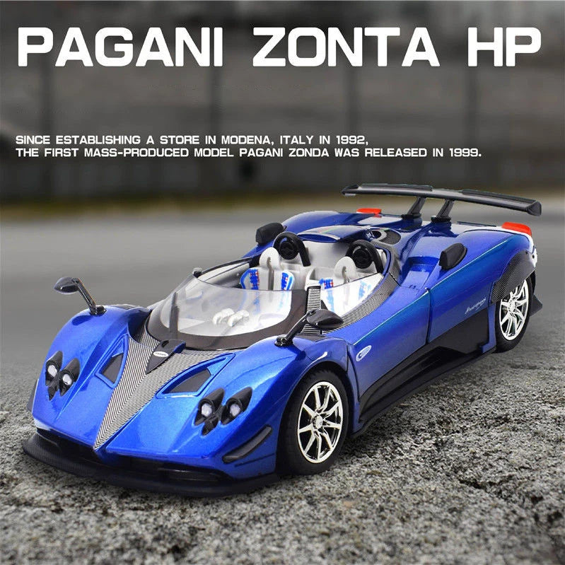 1:24 Pagani Zonda HP Barchetta Alloy Sports Car Model – Diecast Metal Racing Vehicle with Sound and Light Features – Toy Gift for Kids