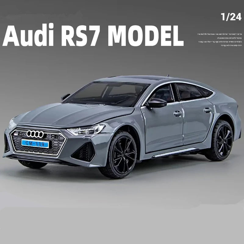 1:24 Audi RS7 Coupe Die-Cast Model Car – Metal Toy Sports Vehicle with Sound & Light Features | Collectible Toy for Kids & Car Enthusiasts