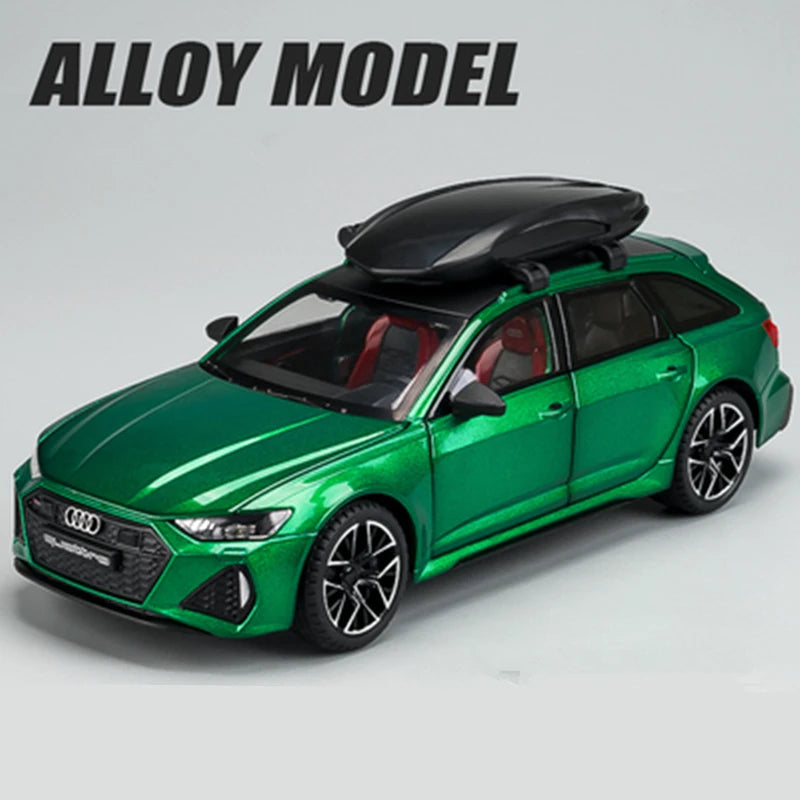 1:24 Scale Audi RS6 Model Car – Alloy Diecast Racing Vehicle with Sound & Light – Pull-Back Metal Toy for Kids, Collectors, and Gifts