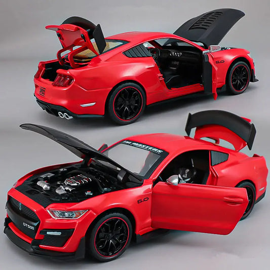 1:24 Scale Ford Mustang Car Diecast Model – Alloy Racing Car with Sound & Light Effects, Collectible Toy for Kids & Car Enthusiasts