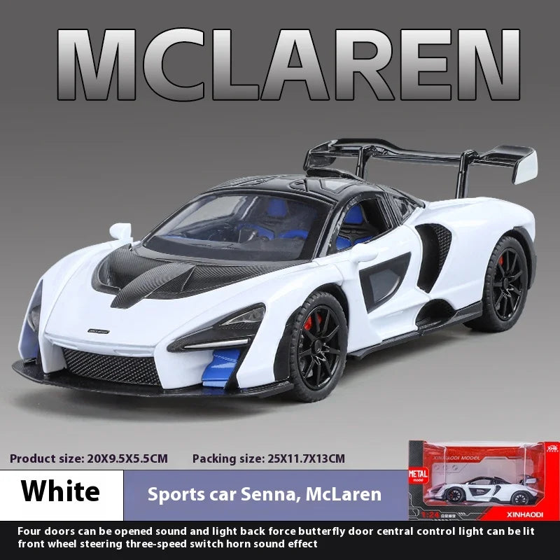 1:24 Scale Senna-Inspired Supercar Diecast Model – Alloy Collectible with Lights & Sounds – Great Gift for Car Enthusiasts