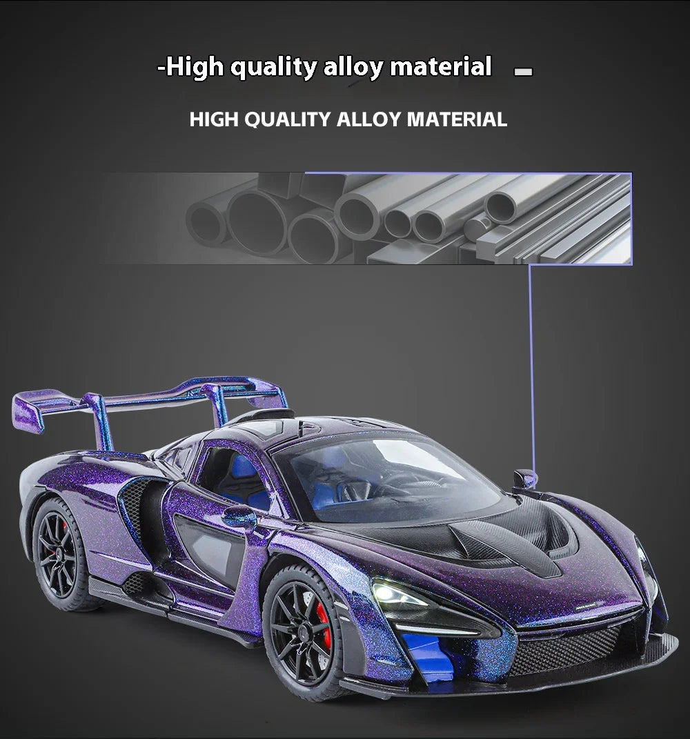 1:24 Scale Senna-Inspired Supercar Diecast Model – Alloy Collectible with Lights & Sounds – Great Gift for Car Enthusiasts