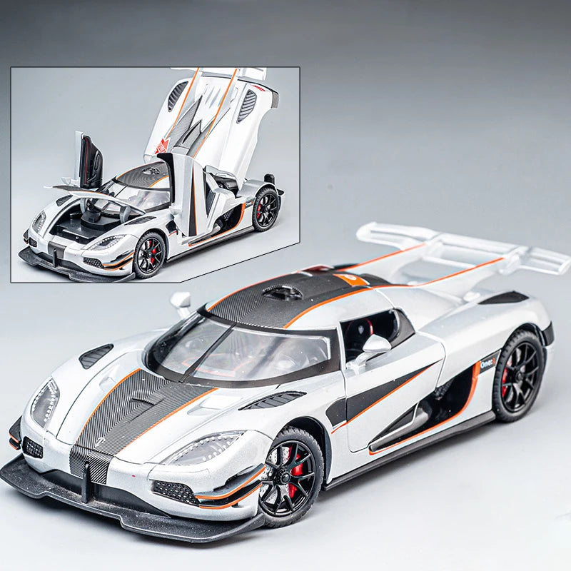 1:24 Scale Koenigsegg ONE 1 Diecast Alloy Car Model with Sound and Lights – Metal Sports Car Replica for Collectors and Kids
