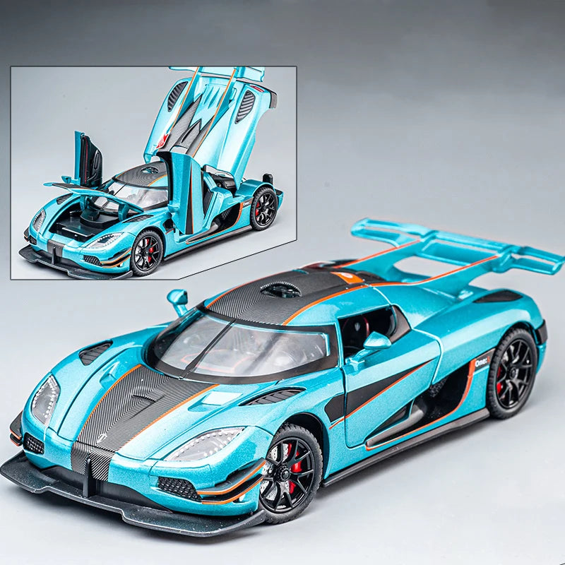 1:24 Scale Koenigsegg ONE 1 Diecast Alloy Car Model with Sound and Lights – Metal Sports Car Replica for Collectors and Kids