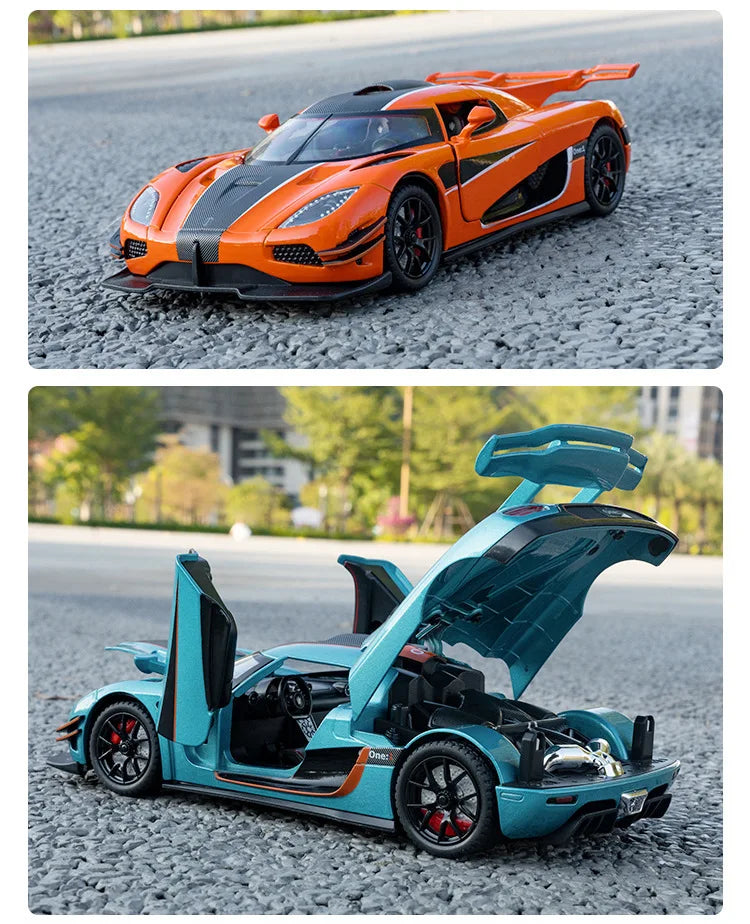 1:24 Scale Koenigsegg ONE 1 Diecast Alloy Car Model with Sound and Lights – Metal Sports Car Replica for Collectors and Kids