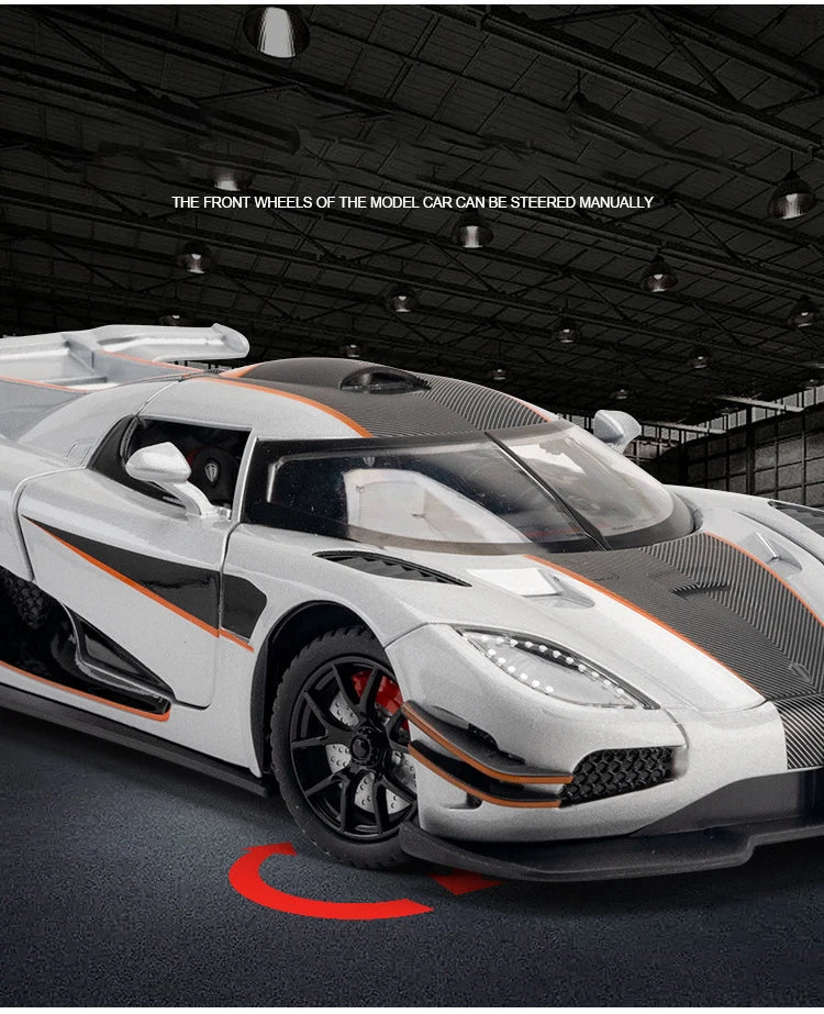 1:24 Scale Koenigsegg ONE 1 Diecast Alloy Car Model with Sound and Lights – Metal Sports Car Replica for Collectors and Kids