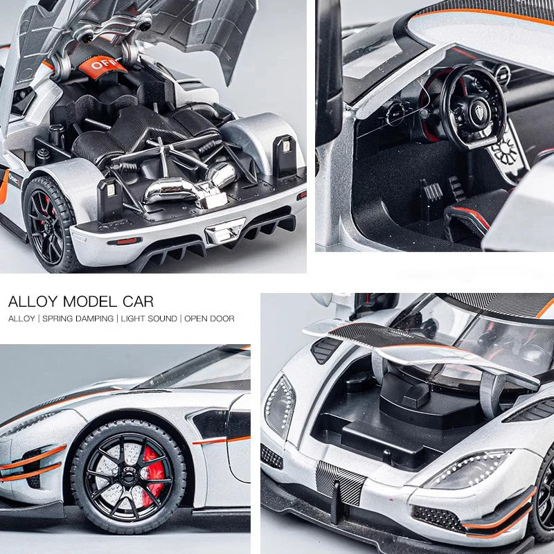 1:24 Scale Koenigsegg ONE 1 Diecast Alloy Car Model with Sound and Lights – Metal Sports Car Replica for Collectors and Kids