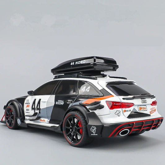 1:24 Scale Audi RS6 Model Car – Alloy Diecast Racing Vehicle with Sound & Light – Pull-Back Metal Toy for Kids, Collectors, and Gifts