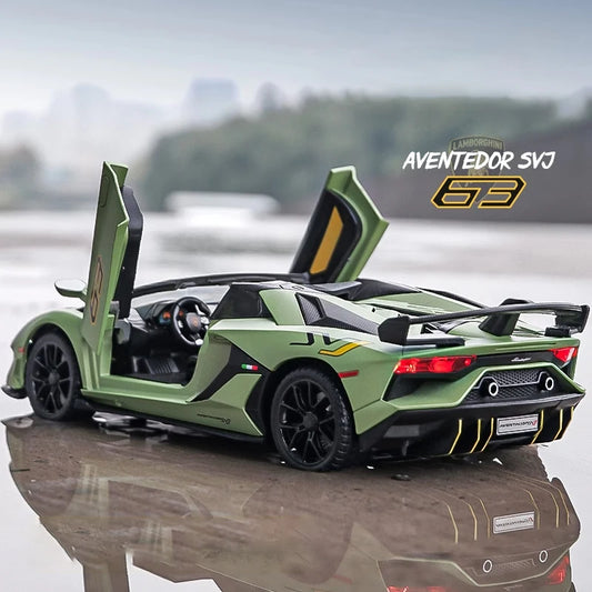 1:24 Scale Lamborghini Aventedor SVJ  Diecast Model – Alloy Toy Vehicle with Sound & Light Features, Metal Casting Car for Kids & Collectors
