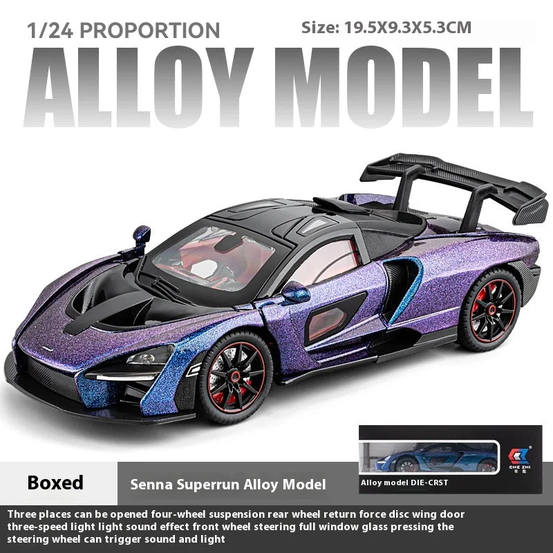 1:24 Scale Senna-Inspired Supercar Diecast Model – Alloy Collectible with Lights & Sounds – Great Gift for Car Enthusiasts