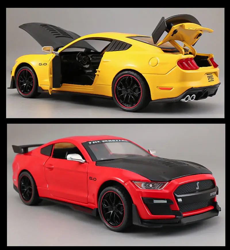 1:24 Scale Ford Mustang Car Diecast Model – Alloy Racing Car with Sound & Light Effects, Collectible Toy for Kids & Car Enthusiasts